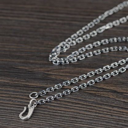 S925 Silver Retro O-Shaped Thickened S Hook Necklace | Unisex | Adjustable 45cm-80cm Length