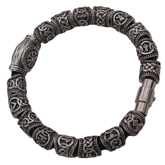 Viking Odin Compass Bracelet – Alloy, Electroplated, Ancient Silver or Bronze | Adjustable Lengths