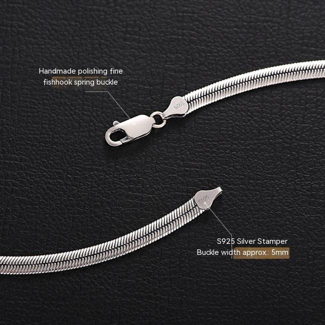 Men's 925 Silver Snake Bones Chain Necklace | Manual Processing | 50cm & 55cm Lengths