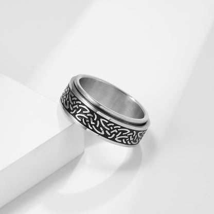 European And American Style Celtic Knot Stainless Steel Turning Ring - Mensclub.co.uk