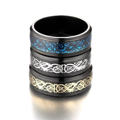 Dragon Pattern Rings Men Stainless Steel Ring Jewelry - Mensclub.co.uk