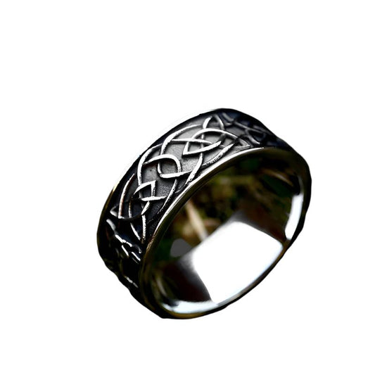 New Viking Totem Celtic Knot Titanium Steel Ring - Mensclub.co.uk