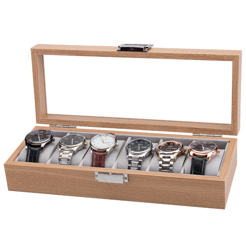 6-Digit Watch Storage and Display Box - High-Quality Rosewood-Patterned Wood | Perfect for Watch Enthusiasts