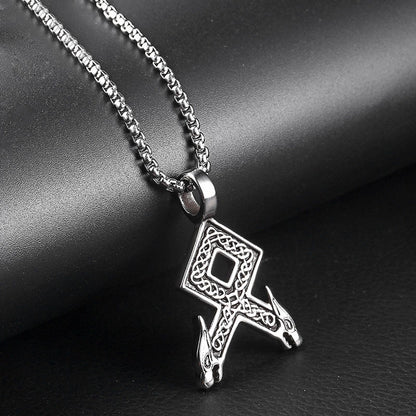 Viking Rune Necklace – High-Quality Alloy Pendant in Sleek Silver Finish | Ancient Symbol Tribute