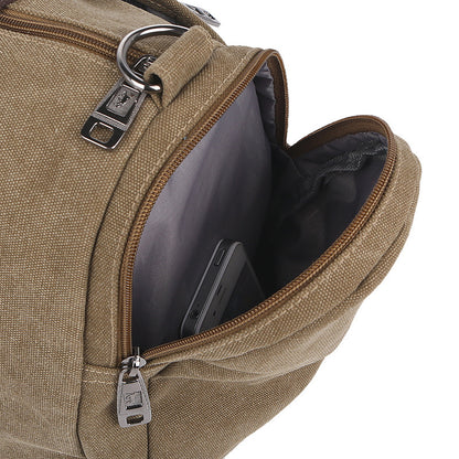 Men's Fashion Canvas Shoulder Bag | Casual Style with Zipper, Multiple Pockets, and Single Strap