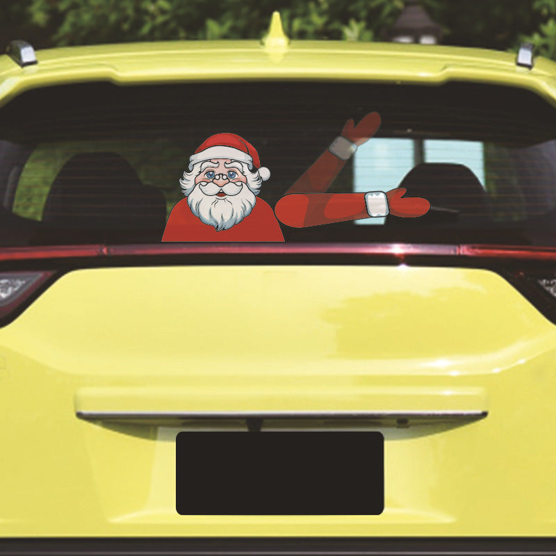 Santa Wiper Car Sticker | Waterproof & Sun-Proof | Reusable Festive Decoration for Your Vehicle