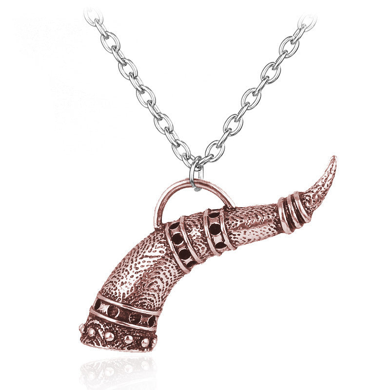 Viking Bull Horn Necklace – Durable Alloy with Electroplated Finish | Bold & Fearless Design