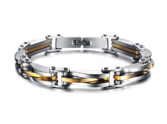 Diamond Texture Men's Titanium Steel Bracelet – Sleek & Modern, Electroplated Finish | Available in Silver & Gold