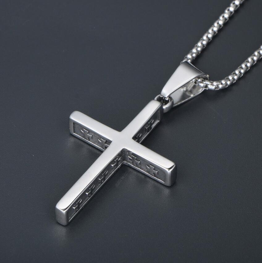 Retro Titanium Steel Cross Necklace | Unisex Pearl Chain | 51-80cm Length