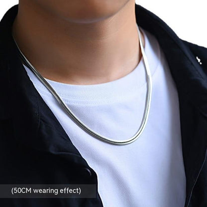 Men's 925 Silver Snake Bones Chain Necklace | Manual Processing | 50cm & 55cm Lengths