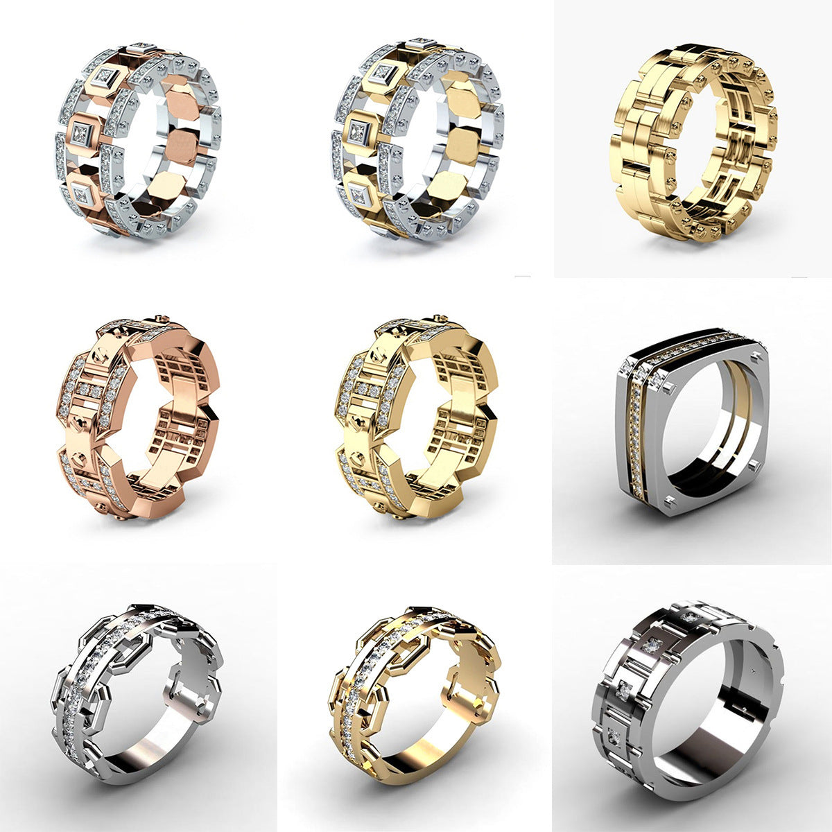 Gold and Mix Color Two Tone Gold Rings - Mensclub.co.uk