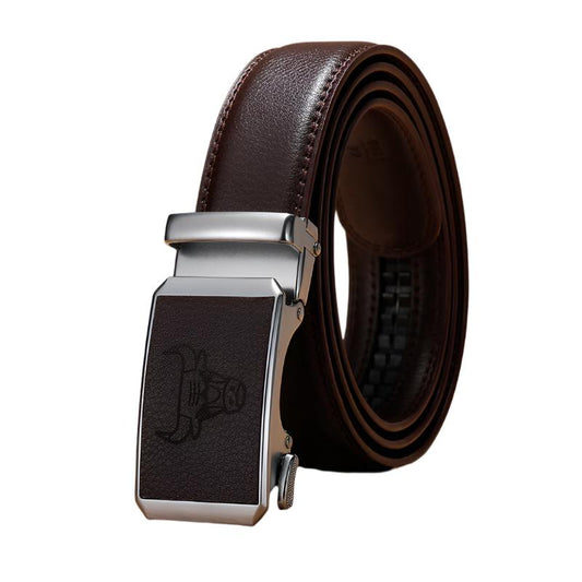 Genuine Leather Cowhide Belt with Automatic Alloy Buckle – Multiple Styles & Sizes