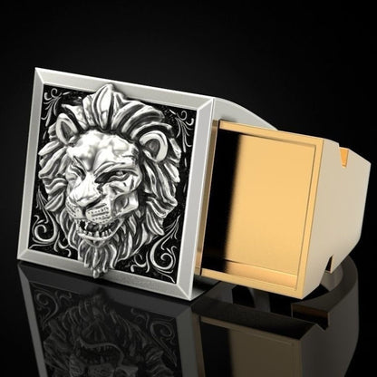 Vintage Lion Rings | Durable Alloy | Electroplated Finish | Unisex Design | Inlaid Gems