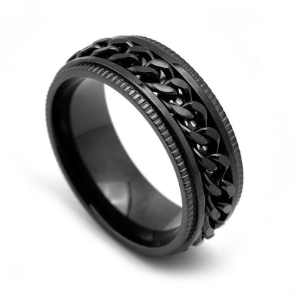 Men's Stainless Steel Spinner Rings – Flower Design, Durable, Available in Black, Rose Gold, and Silver