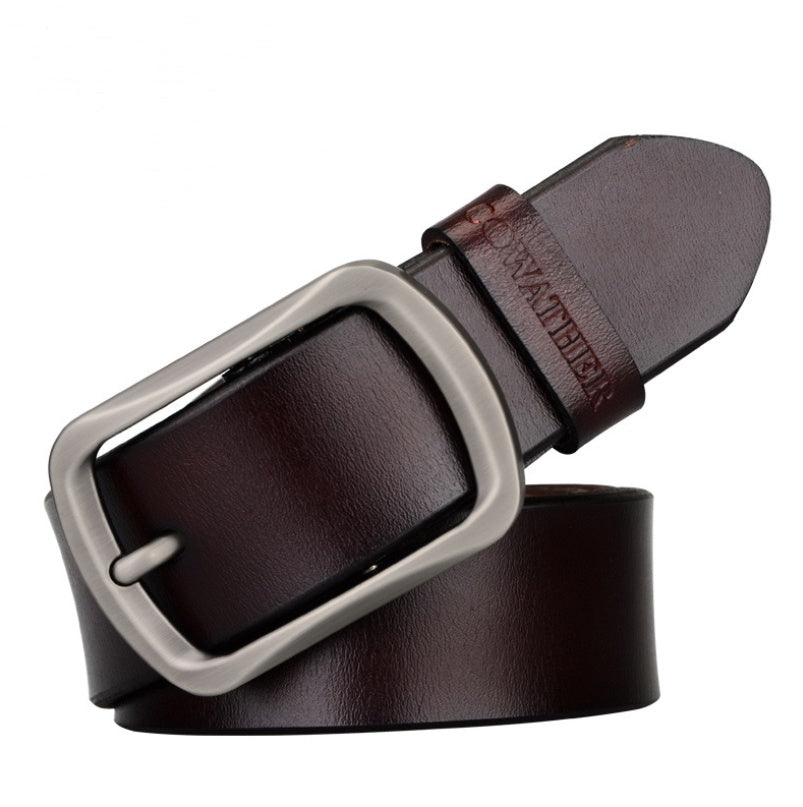 Premium Cowhide Pin Buckle Belt | Durable & Stylish Leather Belt for All Occasions