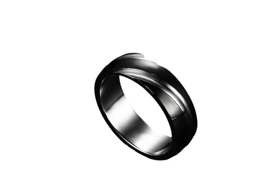 Black Titanium Steel Twill Men's Ring – Simple & Elegant Design, Durable Electroplated Finish