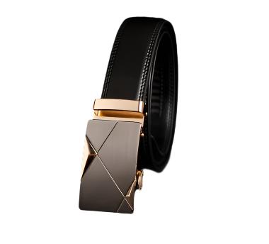 Men's Leather Belt with Automatic Buckle | Premium Leather | Gold Buckle | Black & Brown