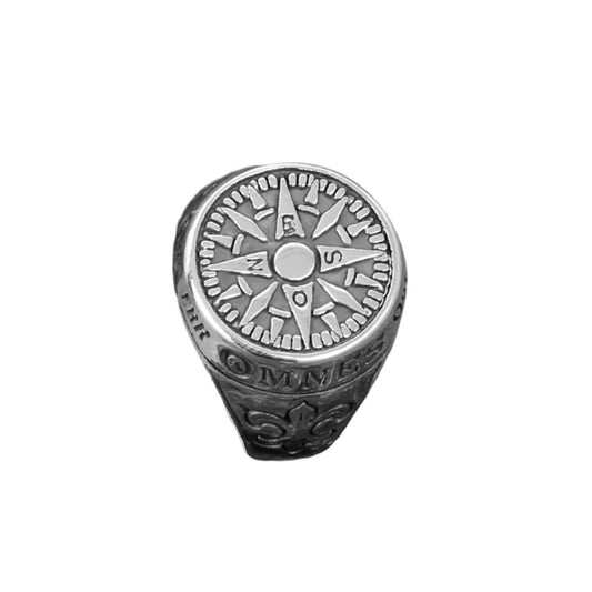 Viking Compass Titanium Ring – Polished Titanium Steel, Sleek & Masculine Design | Durable Men's Accessory