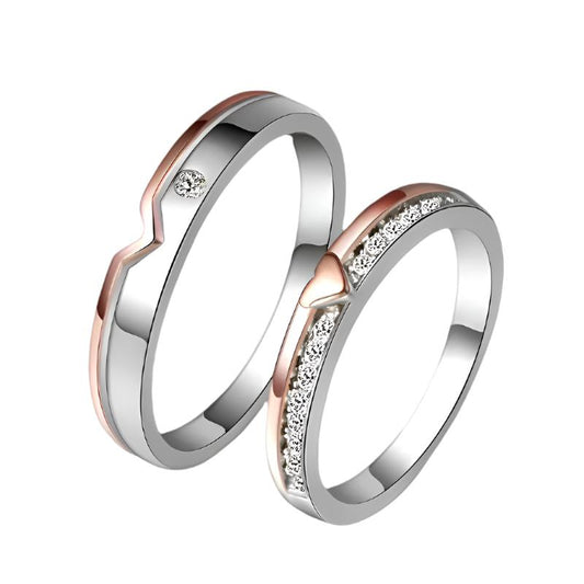 Romantic 925 Sterling Silver Couple Rings – Zircon Hearts & Arrows, Rose Gold & White Gold | 3mm & 4mm Sizes