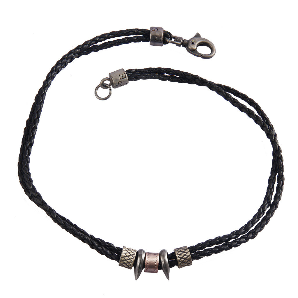 Trendy Unisex Davieslee Man-made Leather Necklace | Multi-layer Horsewhip Chain Style