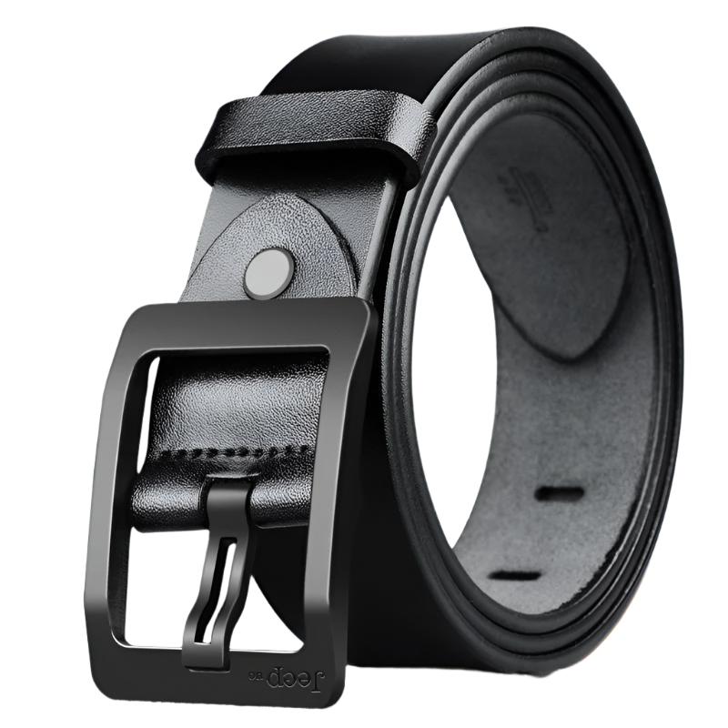 Men's Retro Leather Belt | Two-Layer Cowhide | Solid Alloy Buckle | 3.8CM Wide | Coffee & Black