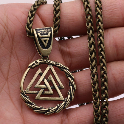 Viking Triangle Knot Dragon Head Necklace - Ancient Silver & Bronze Options | Adjustable Chain Lengths