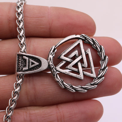 Viking Triangle Knot Dragon Head Necklace - Ancient Silver & Bronze Options | Adjustable Chain Lengths