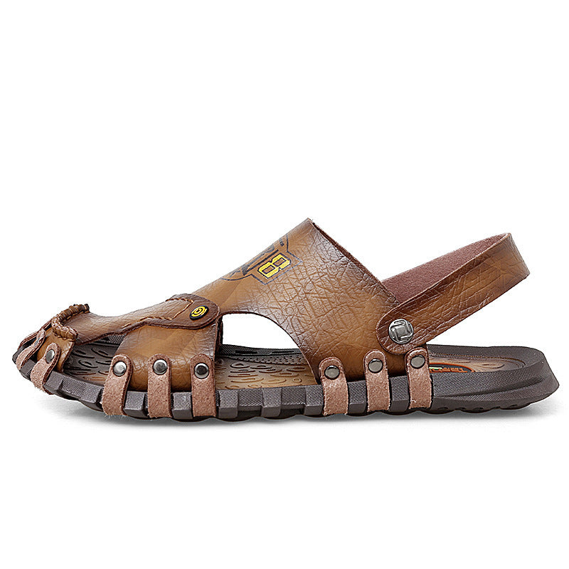 Men's Baotou Sandals | Breathable Microfiber with Flat Heel | Fashionable & Comfortable for All-Day Wear