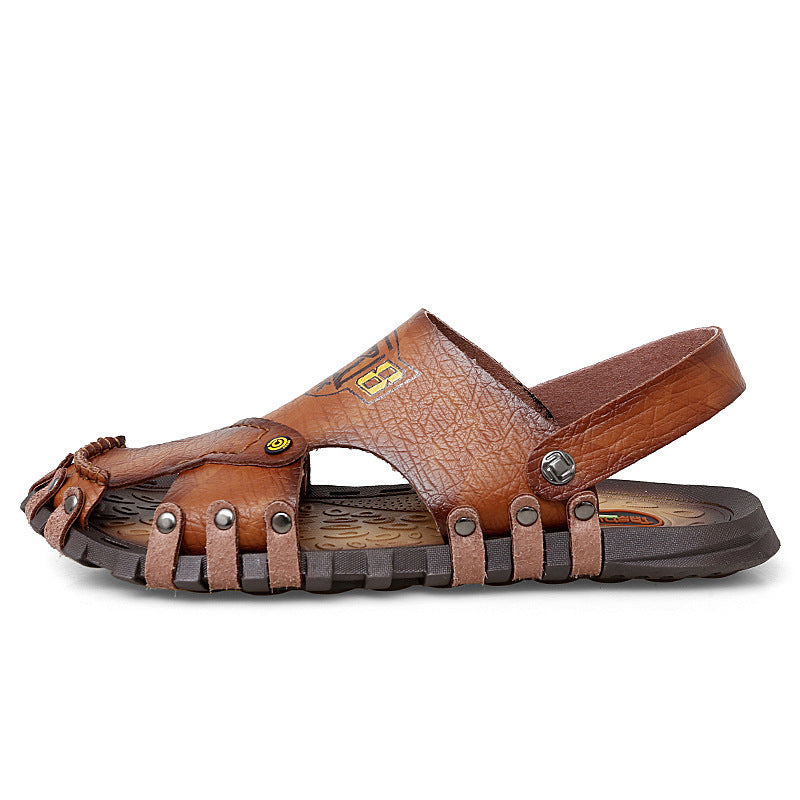 Men's Baotou Sandals | Breathable Microfiber with Flat Heel | Fashionable & Comfortable for All-Day Wear