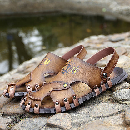 Men's Baotou Sandals | Breathable Microfiber with Flat Heel | Fashionable & Comfortable for All-Day Wear