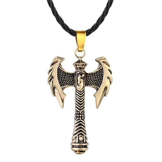 Ancient Greek Viking Axe Necklace – High-Grade Alloy, Electroplated Finish | Unisex, Silver & Bronze Options