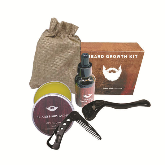 4-Piece Beard Growth Kit - Essential Oils for Long-Lasting Moisturization, Skin Health, and Thicker Beard