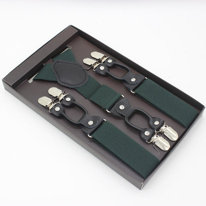 Gift Box Business Men’s Adjustable Braces with 6 Clips | Elastic Band | 3.5 x 110cm | Multiple Colors