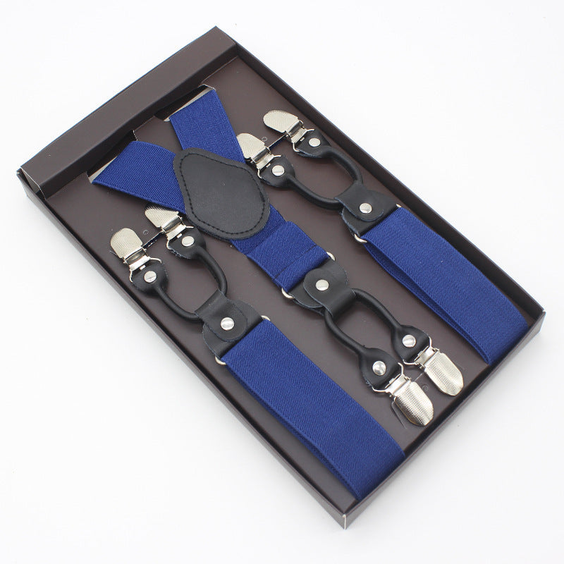 Gift Box Business Men’s Adjustable Braces with 6 Clips | Elastic Band | 3.5 x 110cm | Multiple Colors