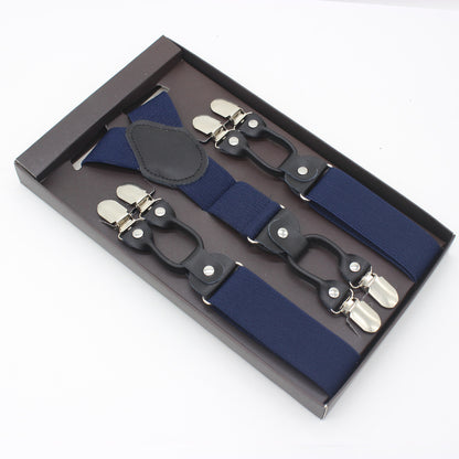 Gift Box Business Men’s Adjustable Braces with 6 Clips | Elastic Band | 3.5 x 110cm | Multiple Colors