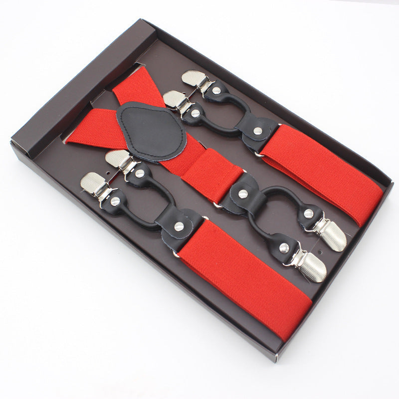 Gift Box Business Men’s Adjustable Braces with 6 Clips | Elastic Band | 3.5 x 110cm | Multiple Colors