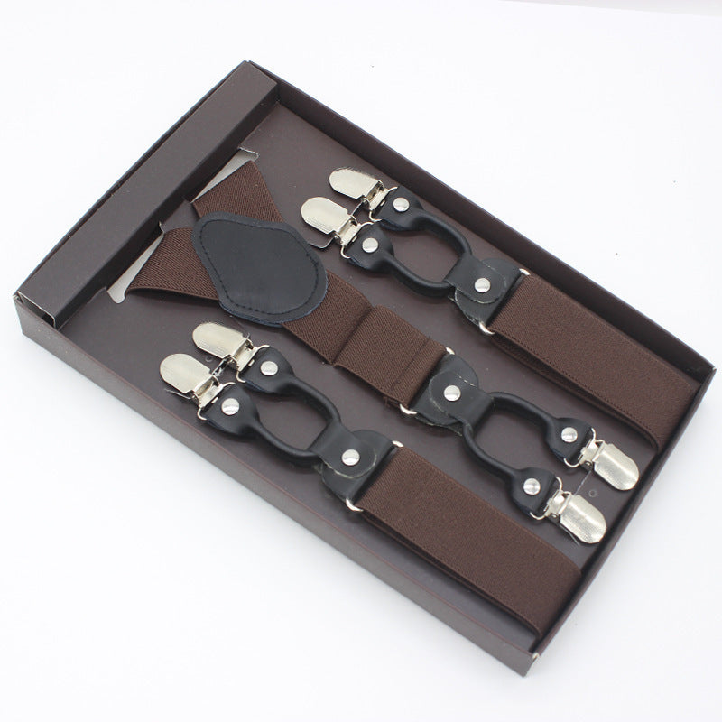 Gift Box Business Men’s Adjustable Braces with 6 Clips | Elastic Band | 3.5 x 110cm | Multiple Colors