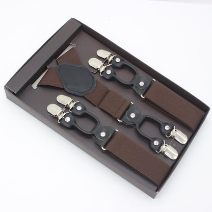 Gift Box Business Men’s Adjustable Braces with 6 Clips | Elastic Band | 3.5 x 110cm | Multiple Colors