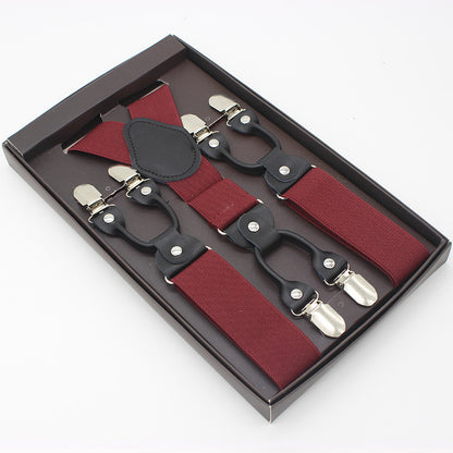 Gift Box Business Men’s Adjustable Braces with 6 Clips | Elastic Band | 3.5 x 110cm | Multiple Colors