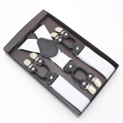 Gift Box Business Men’s Adjustable Braces with 6 Clips | Elastic Band | 3.5 x 110cm | Multiple Colors