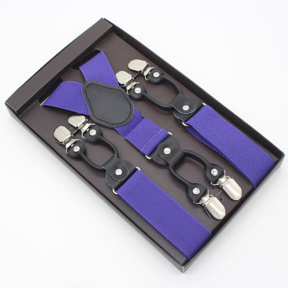 Gift Box Business Men’s Adjustable Braces with 6 Clips | Elastic Band | 3.5 x 110cm | Multiple Colors