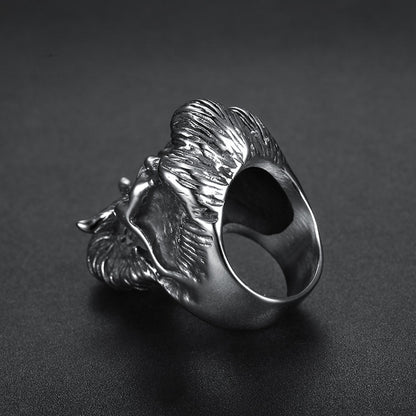 Retro Beard Skull Ring | Stainless Steel | Unique & Edgy Unisex Accessory