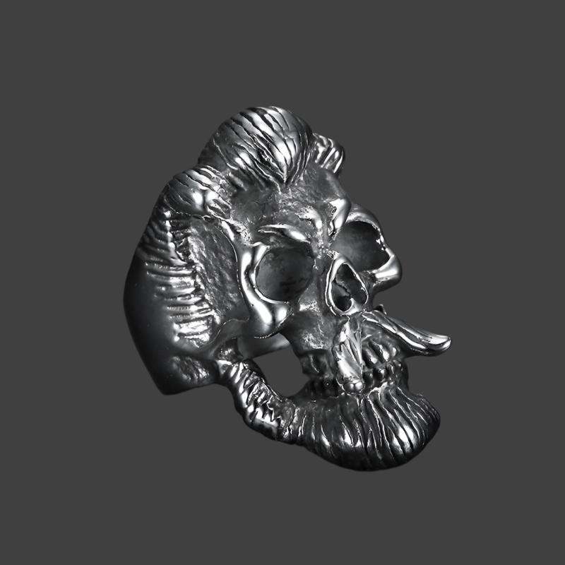 Retro Beard Skull Ring | Stainless Steel | Unique & Edgy Unisex Accessory