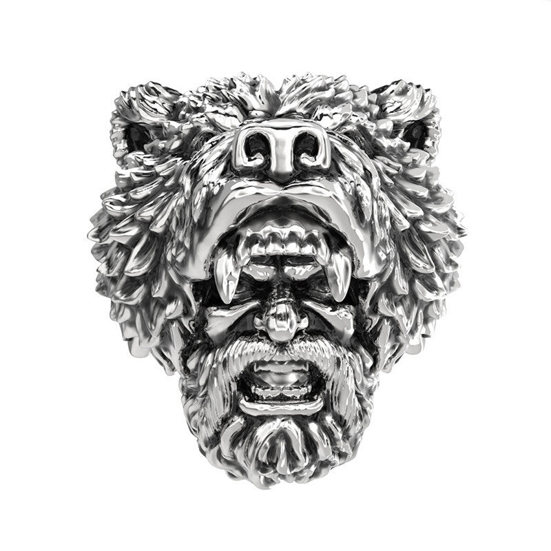 Popular Viking Celtic Bear Head Ring - Mensclub.co.uk