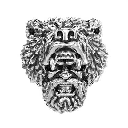 Popular Viking Celtic Bear Head Ring - Mensclub.co.uk