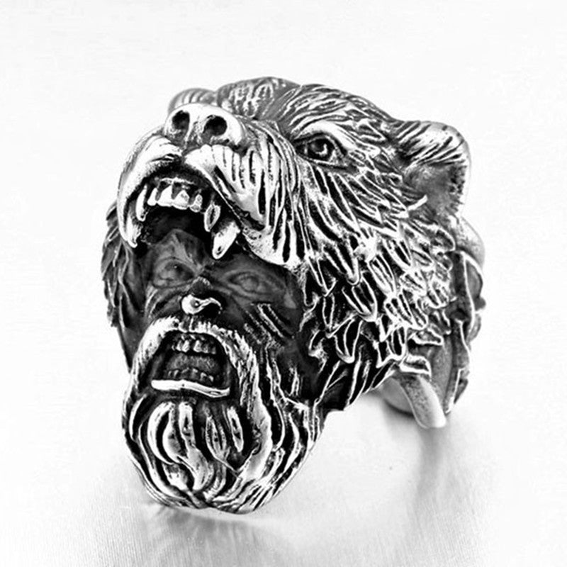 Popular Viking Celtic Bear Head Ring - Mensclub.co.uk