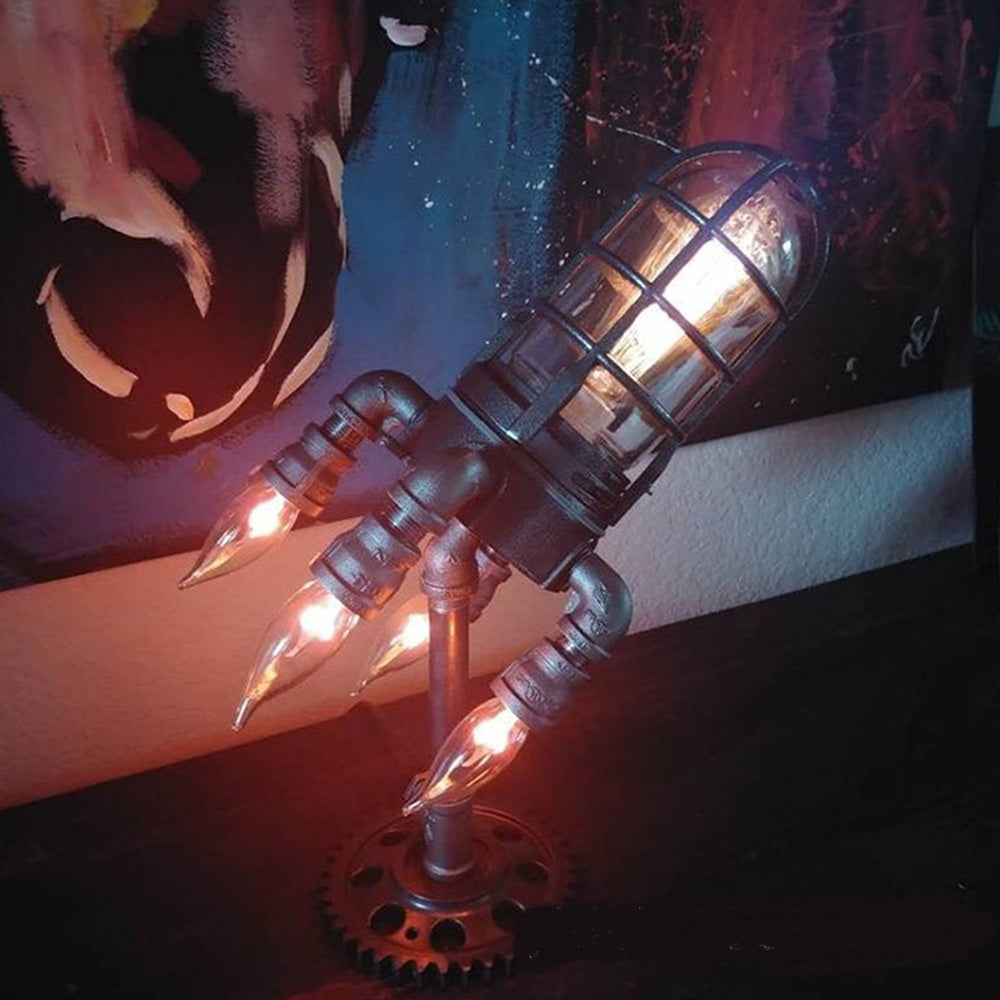 Bazooka Flame Steampunk Rocket Lamp - Retro Industrial Home Decoration Light