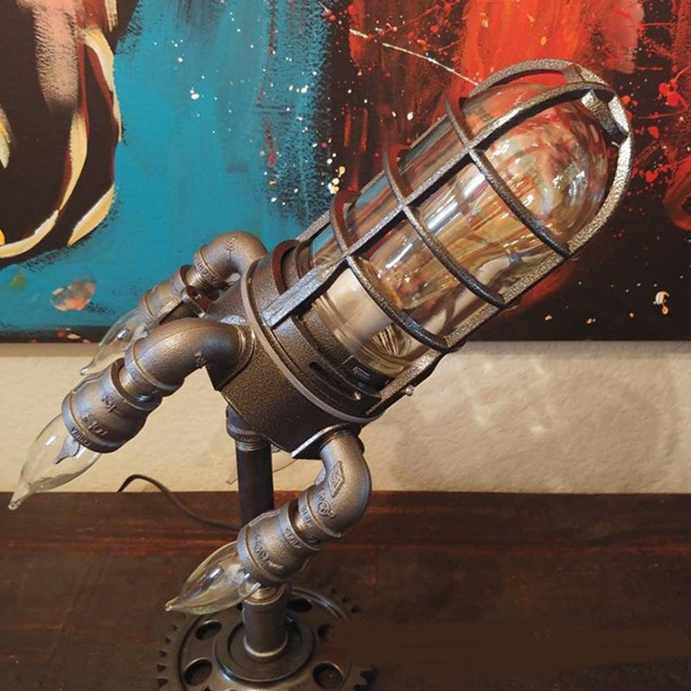 Bazooka Flame Steampunk Rocket Lamp - Retro Industrial Home Decoration Light