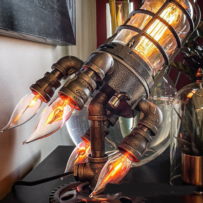 Bazooka Flame Steampunk Rocket Lamp - Retro Industrial Home Decoration Light