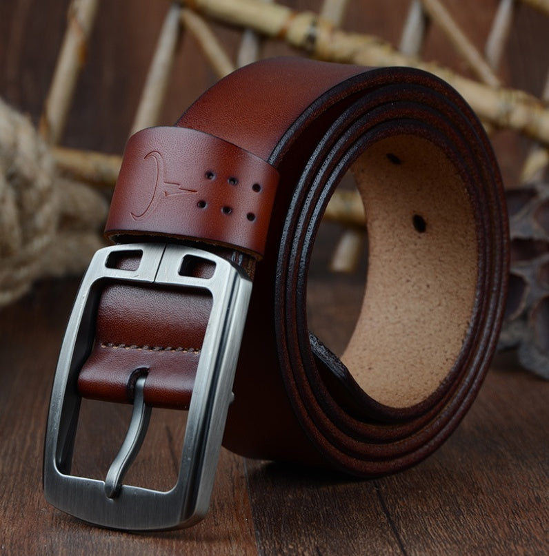 Premium Cowhide Pin Buckle Belt | Durable & Stylish Leather Belt for All Occasions